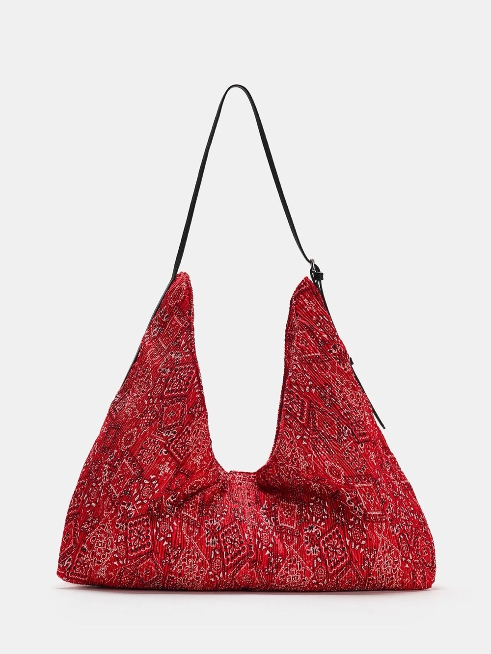 ZARA Boho Bandana Printed Woven Shopper Bag - Picture 4 of 7